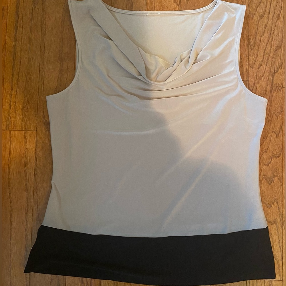 Sleeveless draped neckline--two toned